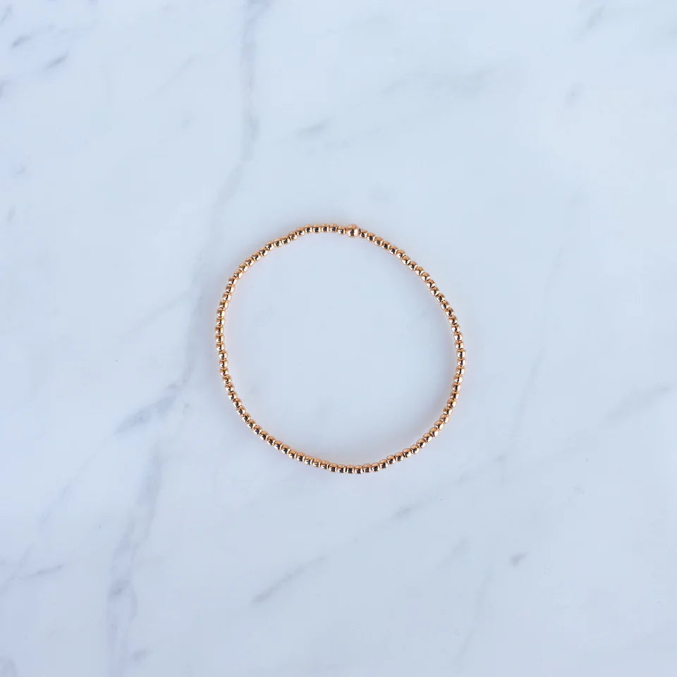 2mm Rose Gold Filled Beaded Bracelet