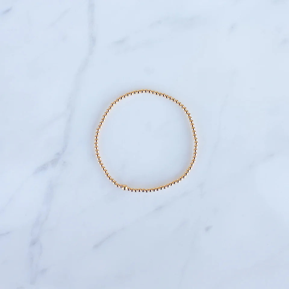 2mm Yellow Gold Filled Beaded Bracelet