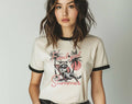 Feral Girl Summer - Funny Racoon Palm Tree Ringer Shirt