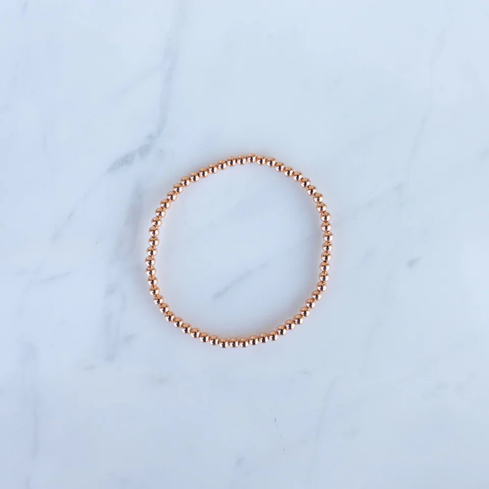 3mm Rose Gold Filled Beaded Bracelet