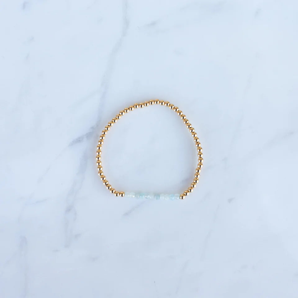 3mm Yellow Gold Filled & Opal Beaded Bracelet