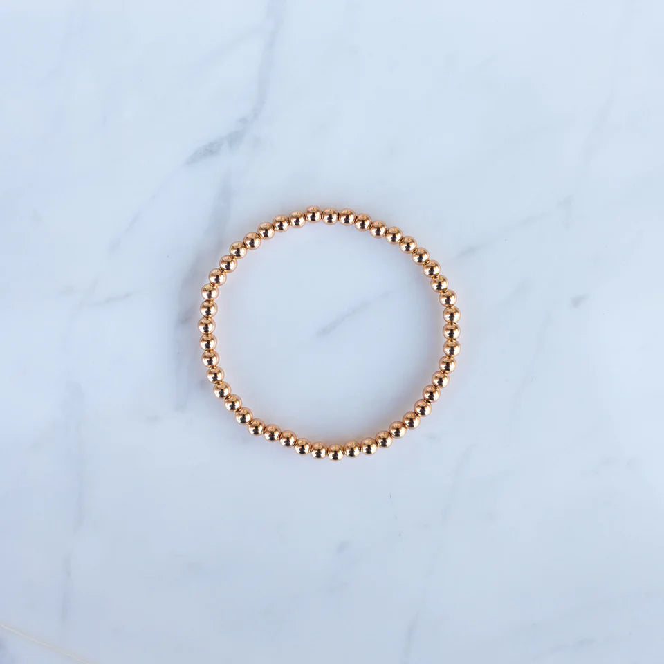 4mm Rose Gold Filled Beaded Bracelet