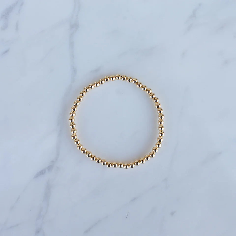 4mm Yellow Gold Filled Beaded Bracelet