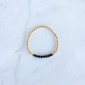 4mm Yellow Gold Filled & Black Onyx Beaded Bracelet
