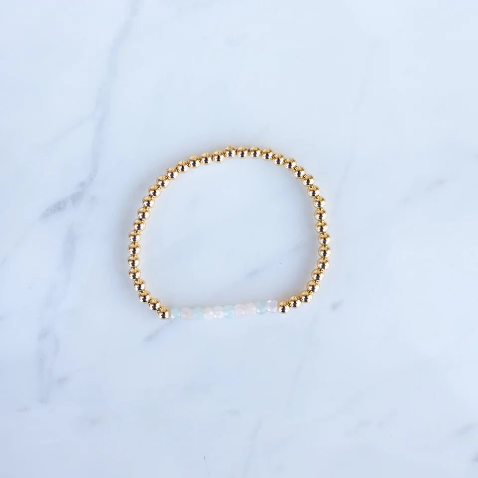 4mm Yellow Gold Filled & Opal Beaded Bracelet