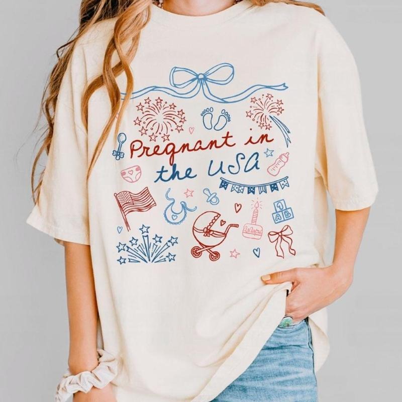 4th of July Pregnancy Announcement Shirt, Red White and Due Maternity Tshirt, Pregnancy Reveal Tee, Patriotic T-Shirt for Expecting Moms, Mom to Be Outfit