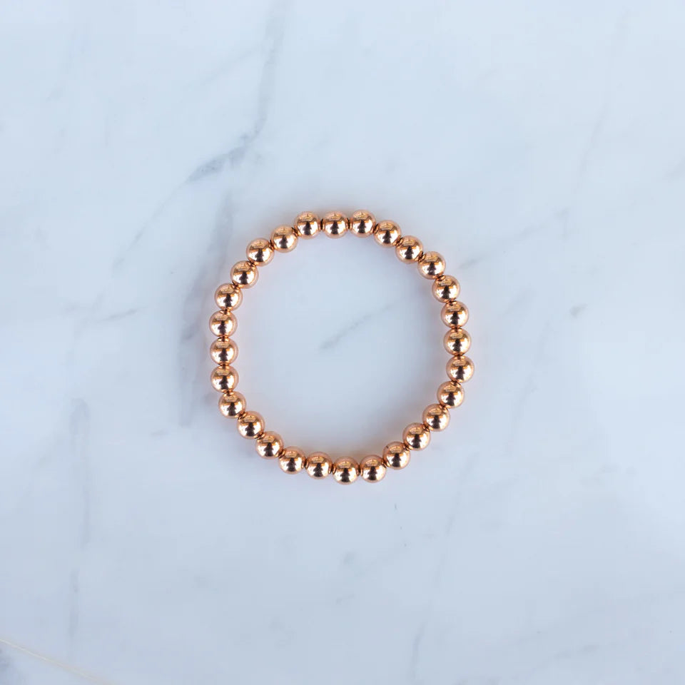 6mm Rose Gold Filled Beaded Bracelet