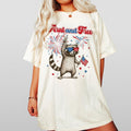 Feral and Free Racoon Shirt, Funny 4th of July TShirt for Woman, Vintage American Feral Summer Tee, Patriotic Independence Day Top, Funny USA Outfit
