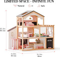 Wooden Dollhouse with Elevator - 6 Rooms & 29-Piece Furniture Set