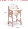Wooden Doll Highchair with Cushion & Movable Tabletop